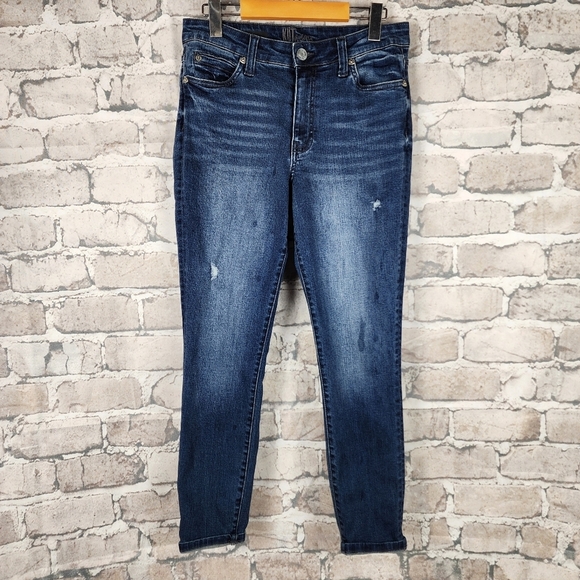 Kut From the Kloth Carlo Ankle Skinny Jean Distressed Faded Medium Blue Size  6 - Picture 1 of 13